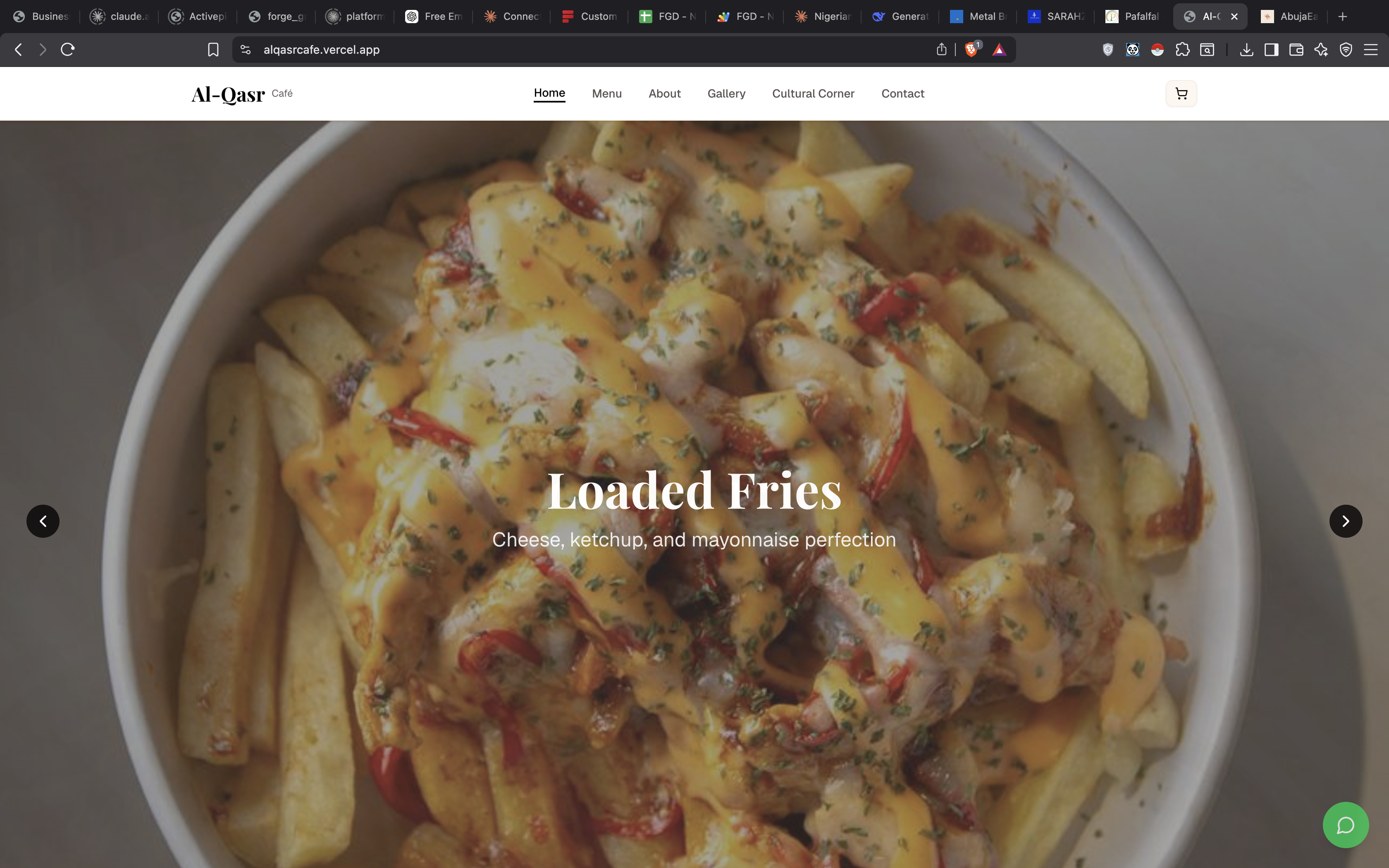 Al Qasr Cafe website - Cafe & Hospitality