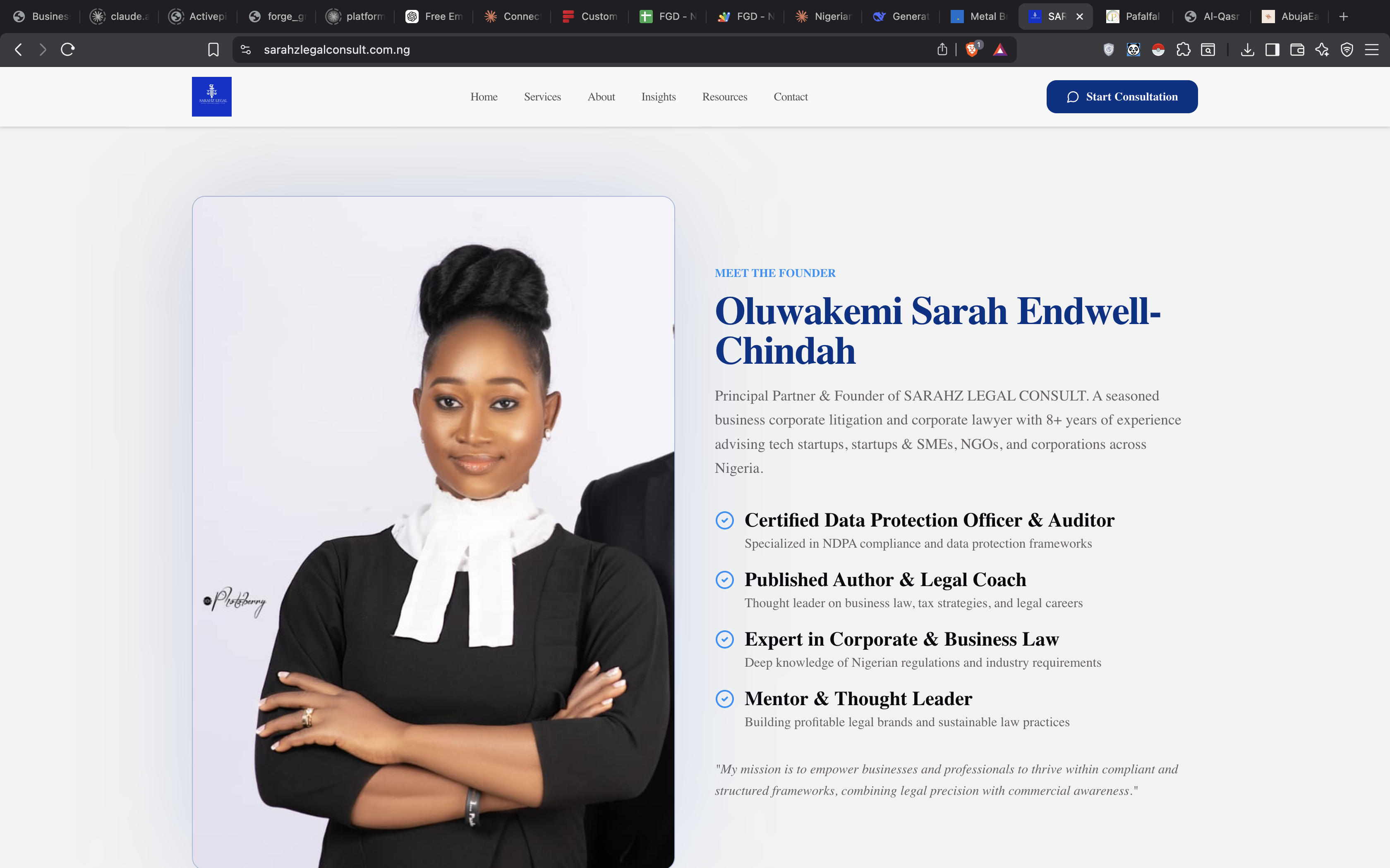 Sarahz Legal Consult website - Legal Services